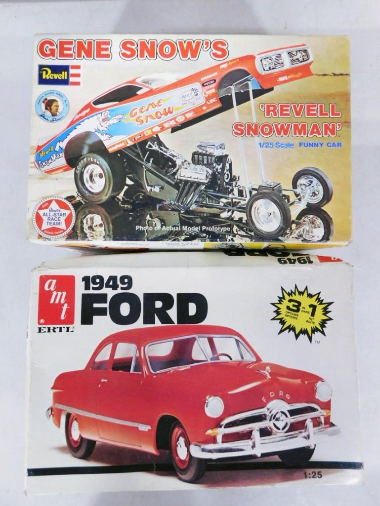 2 Car Model Kits incl Revell Gene snow's Revell Snowman 1:25 Scale and AMT Ertl 1949 Ford 1:25 Scale (1 of 5)