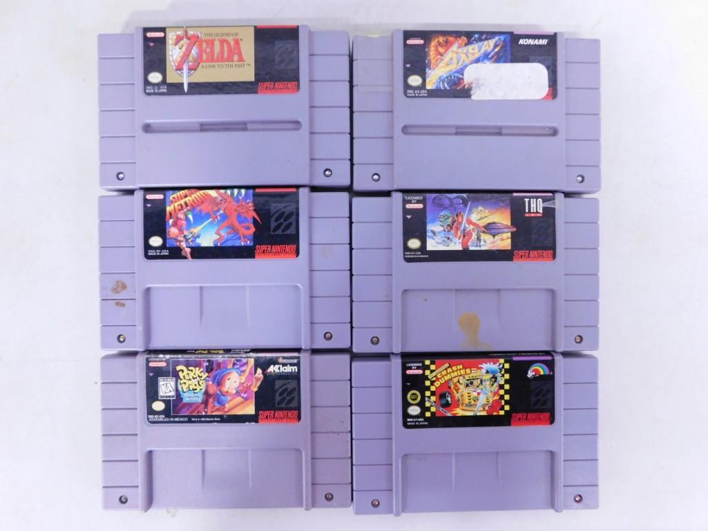 Lot of Super Nintendo Video Games incl Porky Pig's Haunted Holiday, Super Metroid, Axelay, (1 of 4)