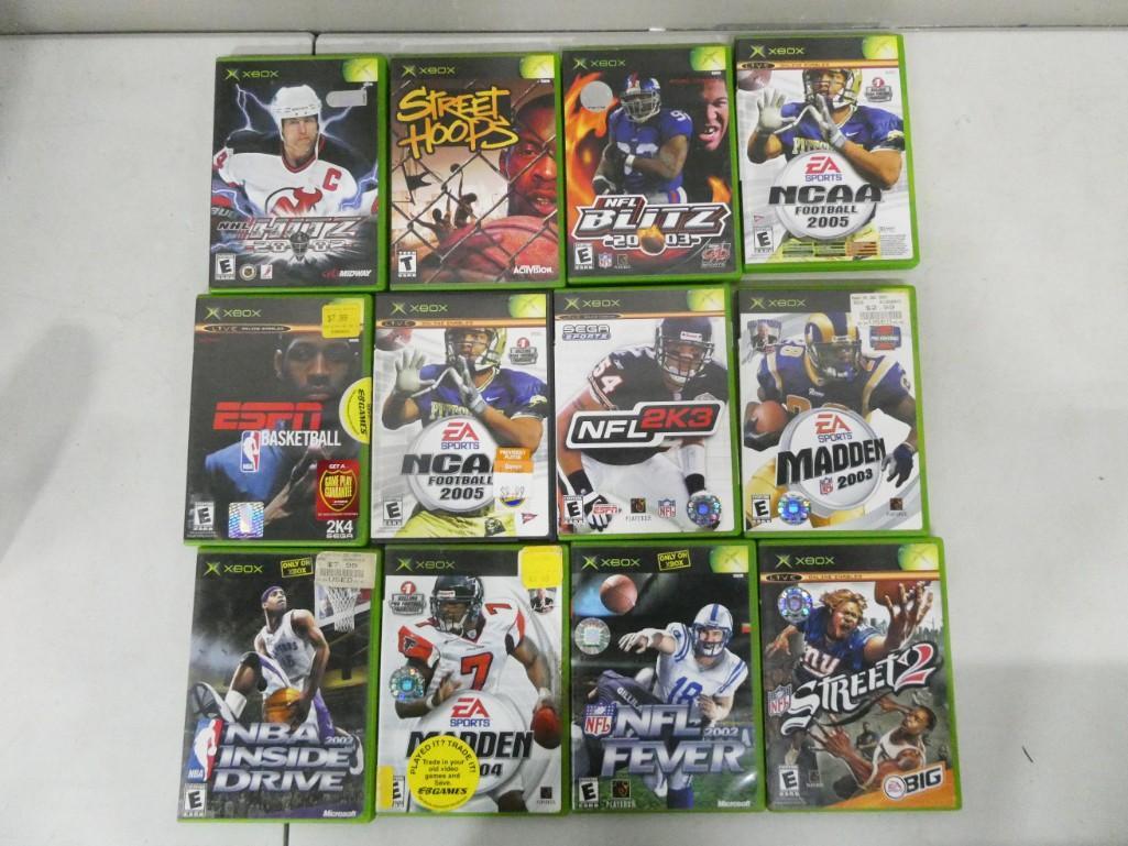 12 Xbox Video Games incl NFL Street 2, NFL Blitz 2003, NHL Hits 20-02, Street Hoops, (1 of 4)