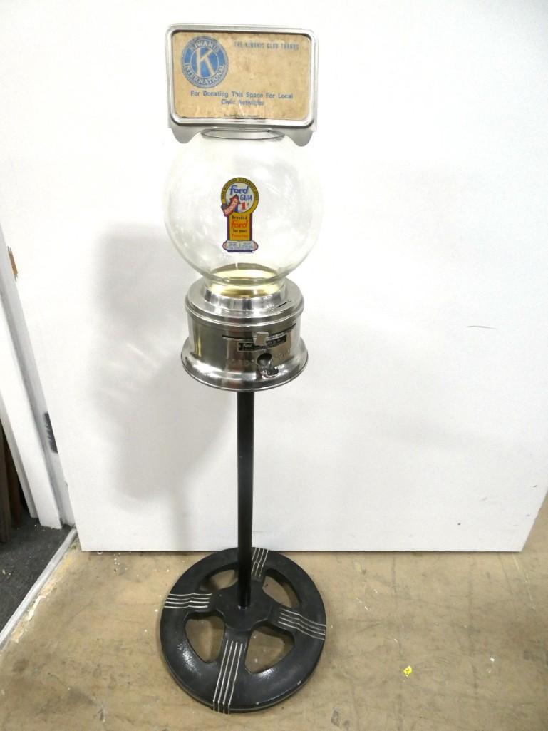 Antique Ford Coin Op Gumball Machine with Cast Iron Stand (1 of 7)