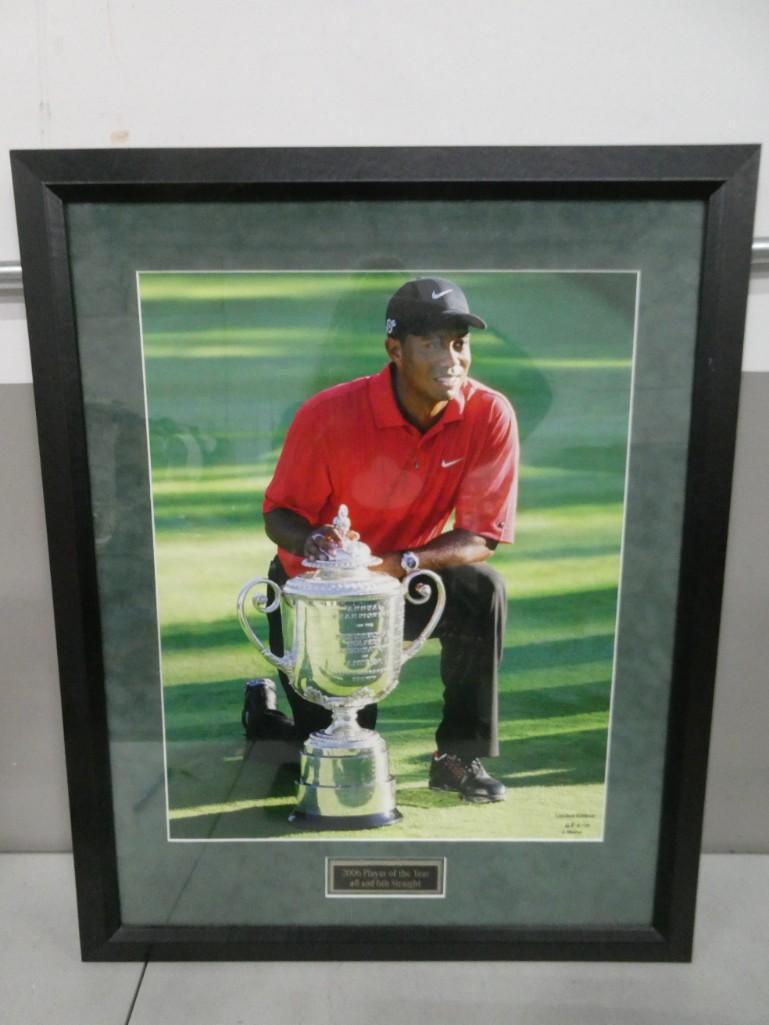 Tiger Woods 2006 Player of the Year Framed Print Numbered 68 of 150 J. Warren: Tiger Woods 2006 Player of the Year #8 and 6th Straight Framed Print Numbered 68 of 150 J. Warren 22 1/2" x 28"