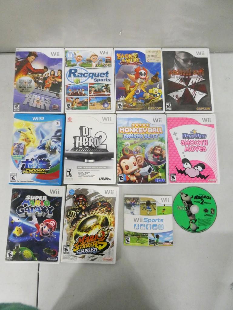12 Nintendo Wii Video Games incl Mario Strikers Charged, Super Monkey Ball Banana Blitz, (1 of 4)