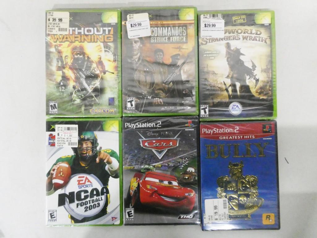 6 Sealed Video Games incl Xbox Without Warning, PS2 Bully, Xbox Commandos Strike Forxe, Xbox Oddworl (1 of 3)