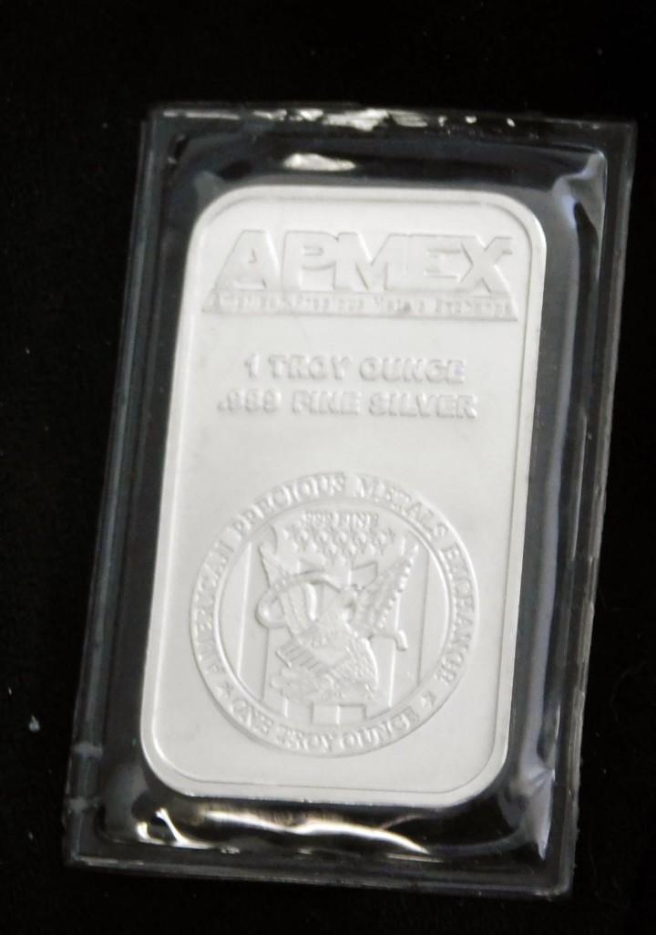 1 Troy Ounce Silver Bar Apmex Fine Silver (1 of 2)