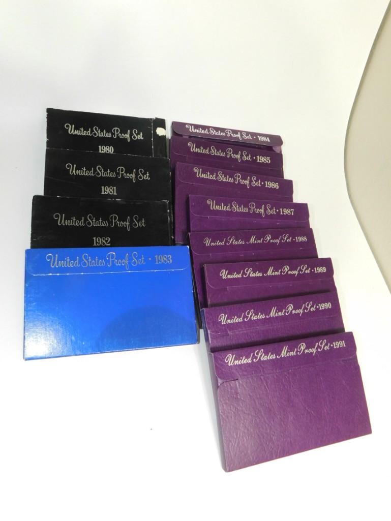 12 US Mint Proof Sets Series or Run 1980-1991 Coin Sets (1 of 6)