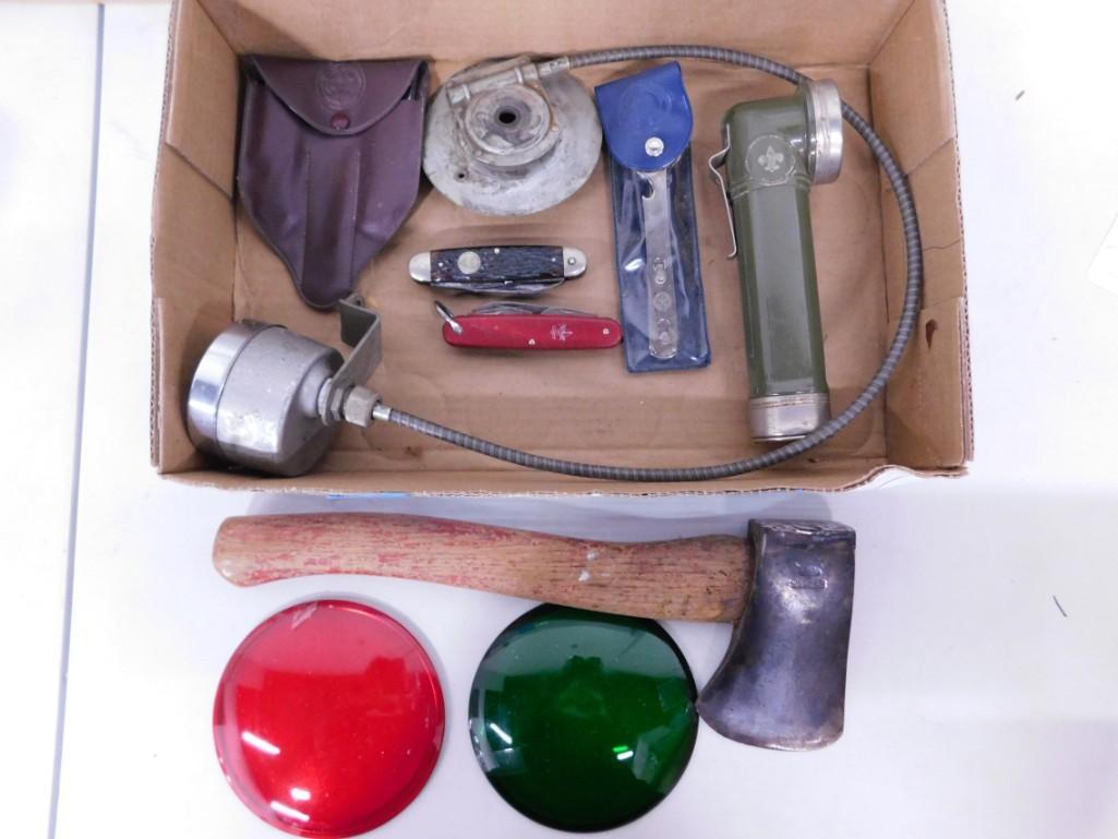 Smalls incl Pocket Knives, a Cadet Speedometer, Hatchet, Flashlight, etc (1 of 5)