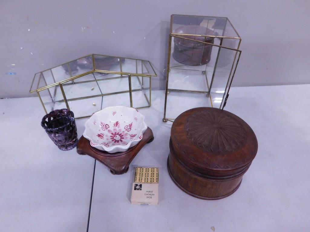 Misc. Lot including 1930's Hurst Catalin Bakelite Dice, Glass Displays, etc. (1 of 7)