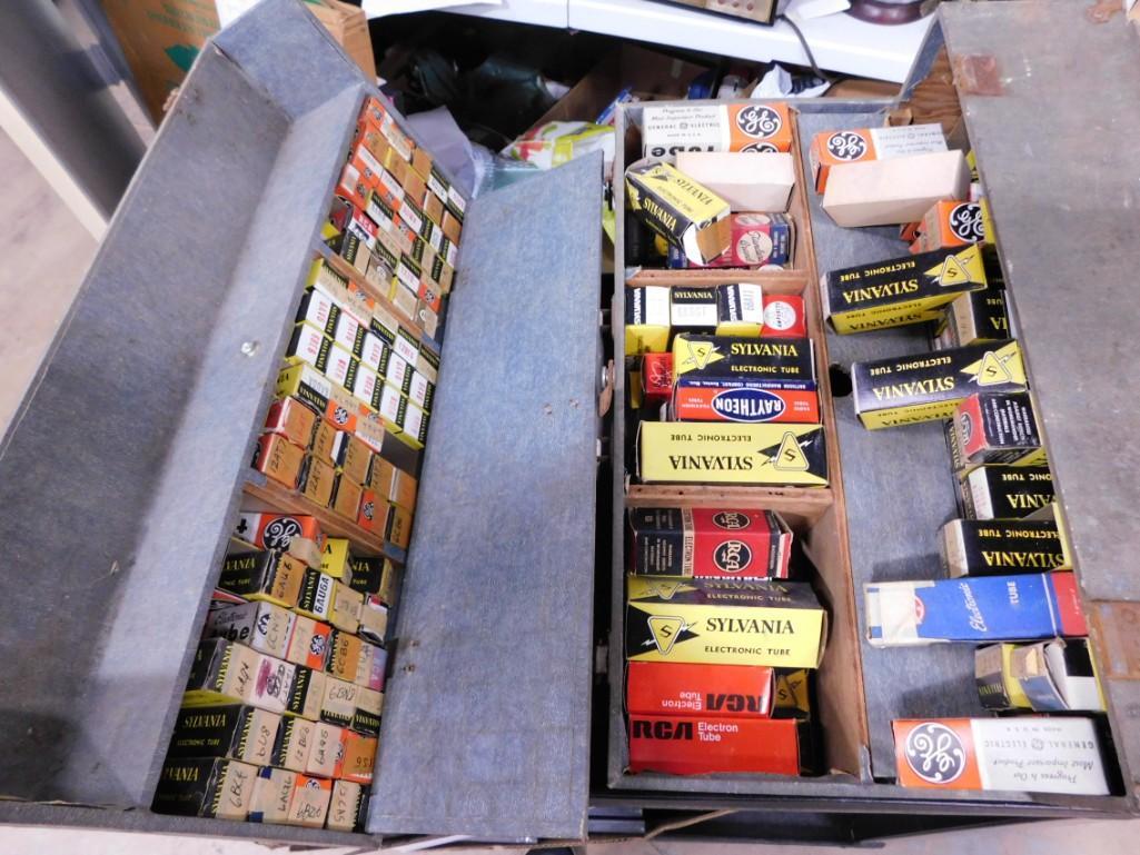 Large Case full of Assorted Vacuum Tubes including Sylvania, GE, Amperite, Standard Brand, Raytheon, (1 of 4)