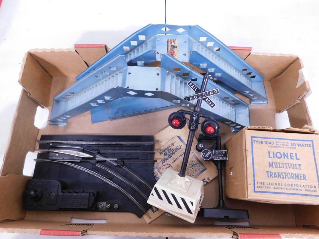 Lionel O Scale Train Accessories including Track Switch, Bridges, Multivolt Transformer Type 1043 wi (1 of 4)