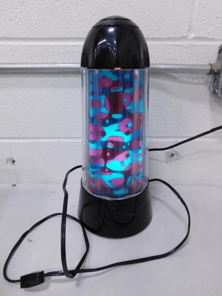 Motion Lamp or Light Pink and Blue: Motion Lamp or Light Pink and Blue Condition: works (lights up and turns), but the cord is very frayed and needs to be replaced before plugging it in again.