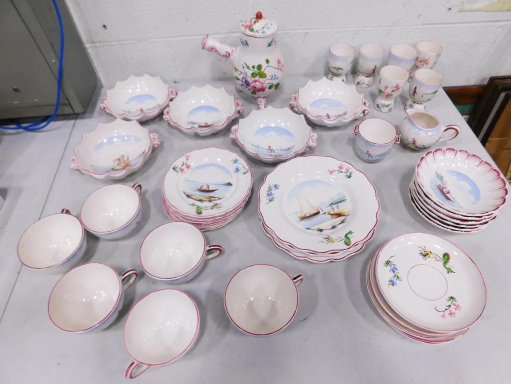 Veuve Perrin Faience Antique Tea Set 40 Pc Made in Marseille France (1 of 14)