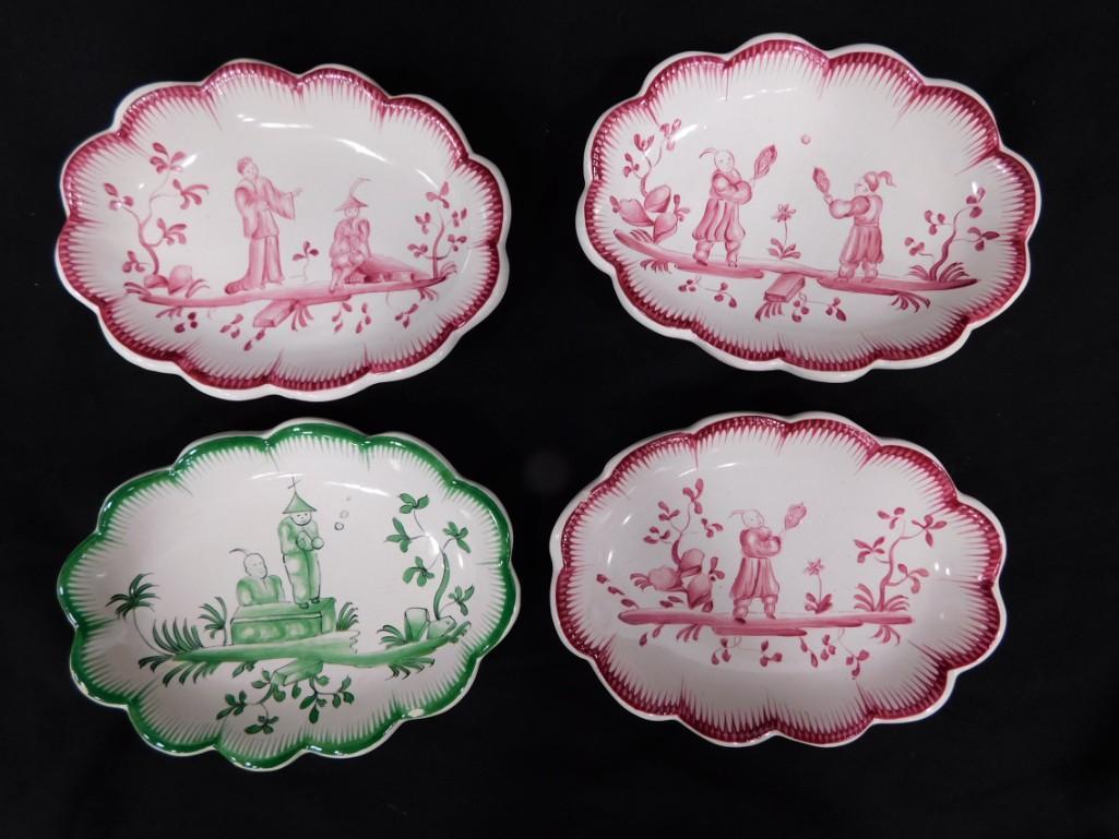 Veuve Perrin Faience Antique Oval Small Plates Lot of 4 (1 of 3)