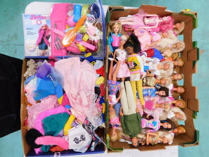 23 Vtg 1980-90s Barbies, Repro Francie, Totally Hair Barbie, Jewel Mermaid, etc Dolls and Accessorie: 23 Barbie dolls including Repro Francie, Totally Hair, Jewel Hair Mermaid, Generation Girl, Teen Skipper, Ken, etc. Clothes and accessories lot. Dolls are clean and include items shown.