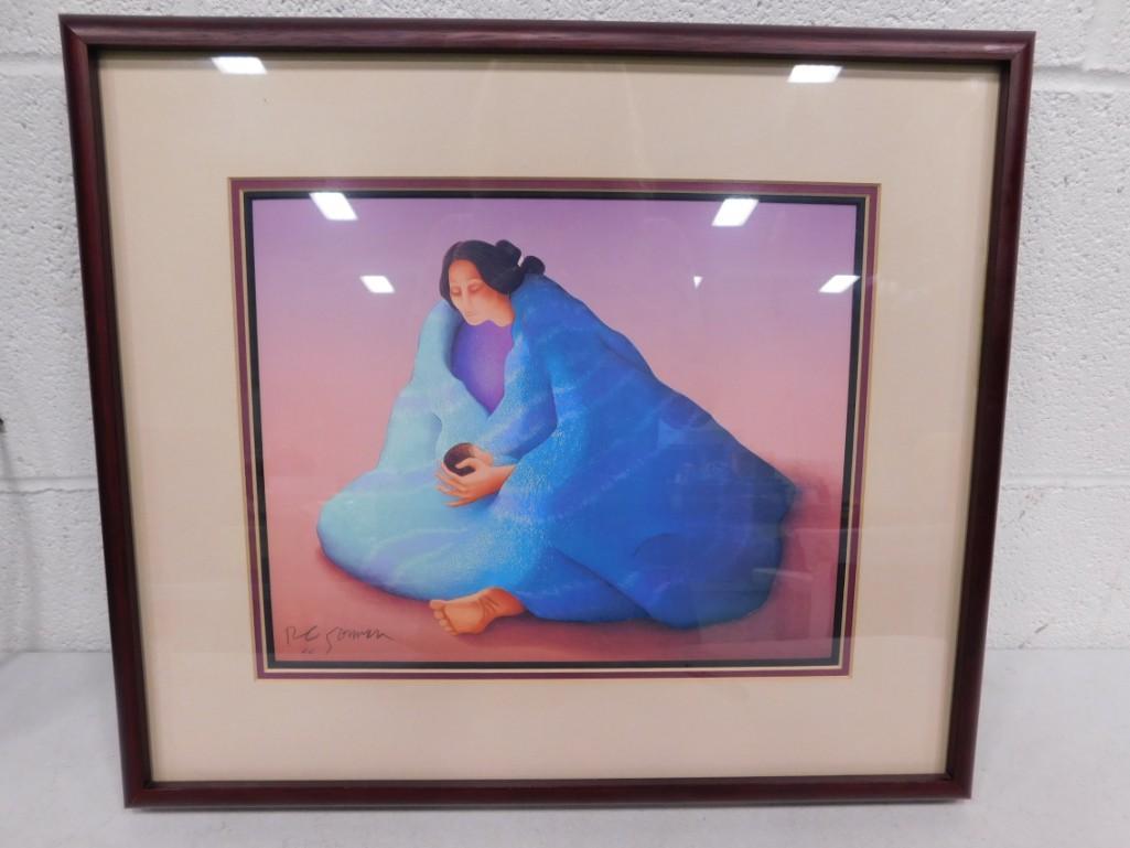 R.C. Gorman Pencil Signed Lithograph Framed 14"x16" (1 of 5)