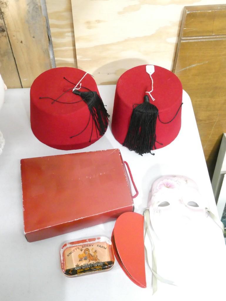 Misc. Lot including two Shriners Fez Hats, Purse Ornaments, Knott's Berry Farm, Nail Cutting Kit, Ma (1 of 8)