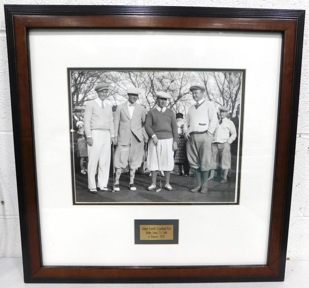 Johnny Farrell, Grantland Rice Bobby Jones, Ty Cobb at Masters - 1938 Print Framed and Matted (1 of 4)