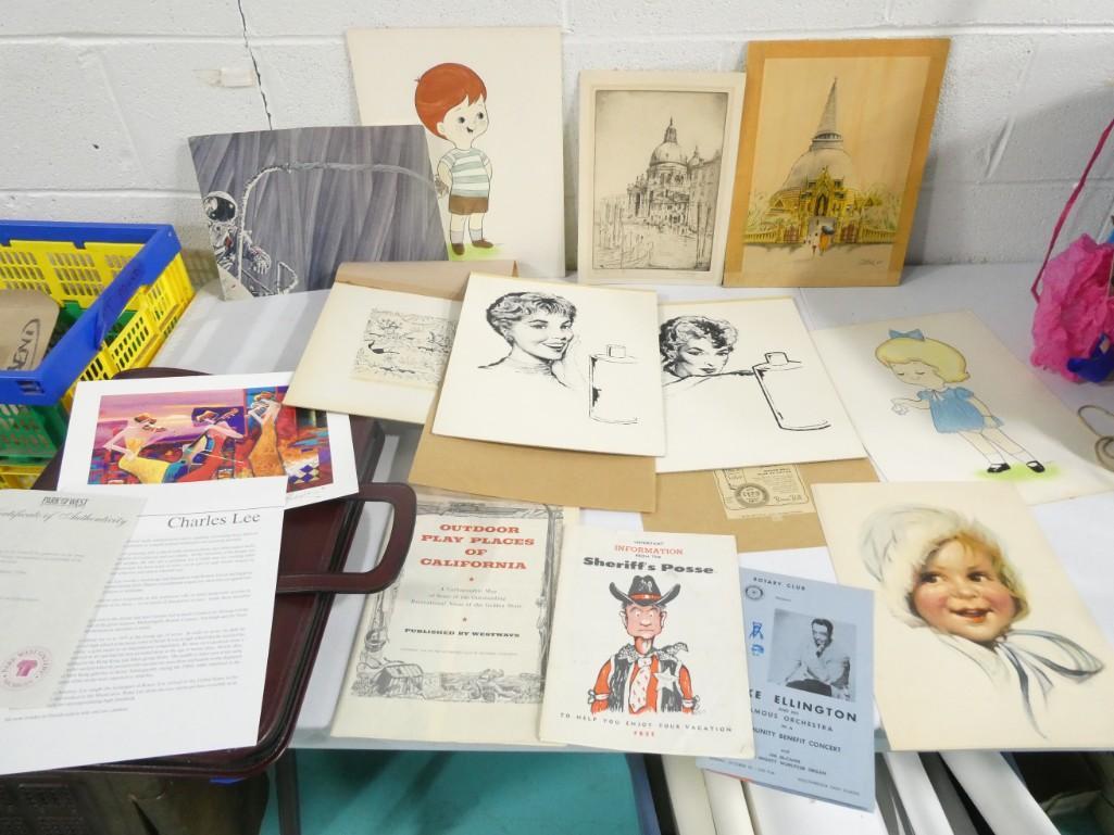 Large Lot full of art including some original works, prints and ephemera (1 of 13)