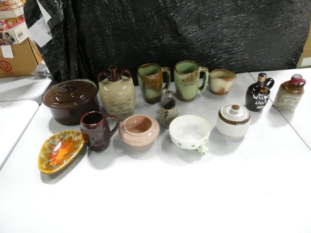 Vintage Pottery and Ceramic incl Frankoma Mugs, Stoneware jugs, MCM Ashtray or Trinket dish, (1 of 10)