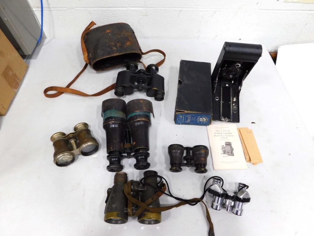 Lot of Binoculars incl Vintage and Hawk Eye Camera No 2A Folding Cartridge (1 of 8)