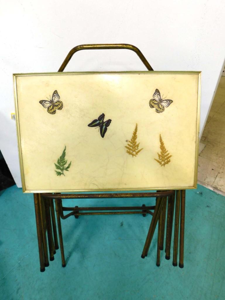Set of Vintage Butterfly TV Trays with Stand (1 of 7)
