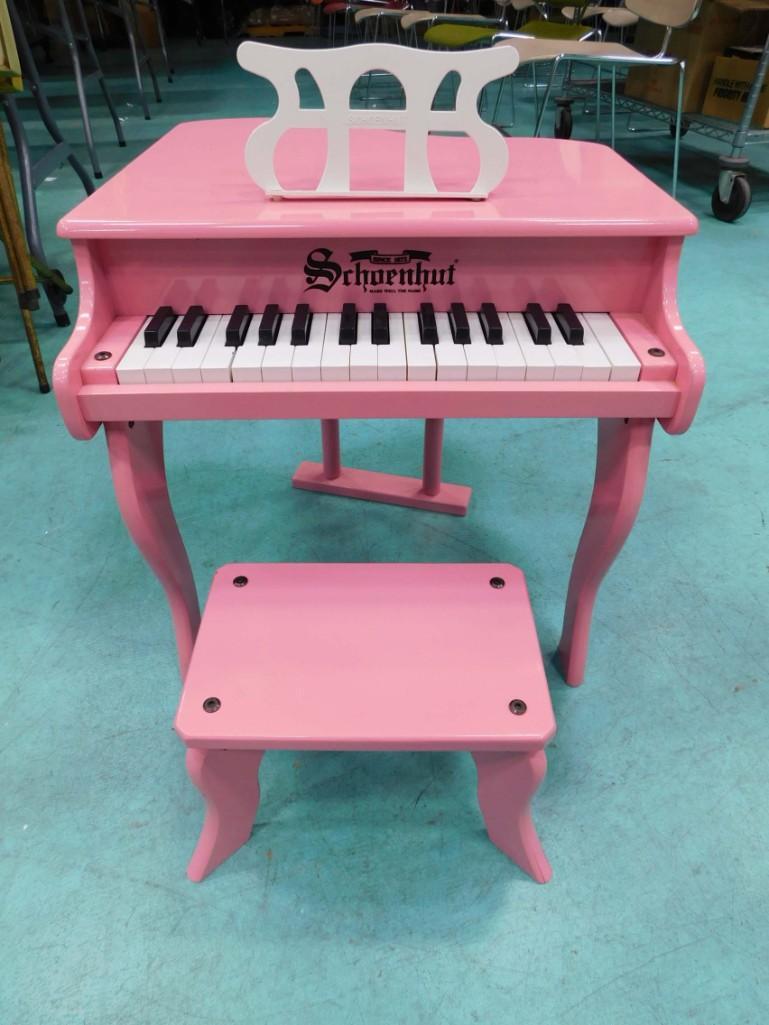 Pink Schoenhut Toy Grand Piano with Bench: Pink Schoenhut Toy Grand Piano with Bench