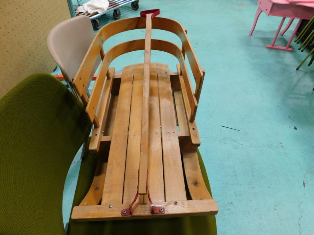Vintage Wooden pull sled: Vintage Wooden pull sled