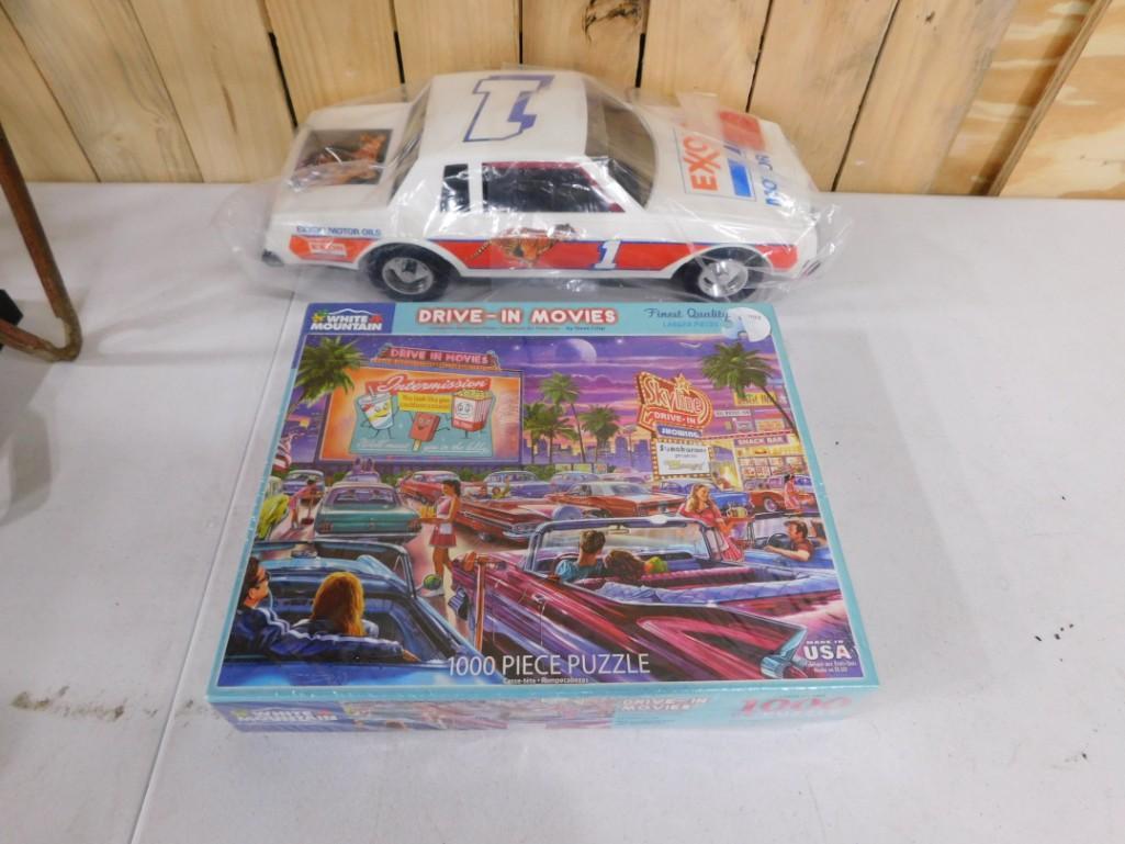 Toy Lot including Sealed 1000 piece Drive-In Movie Puzzle, Exxon #1 Car: Toy Lot including Sealed 1000 piece Drive-In Movie Puzzle, Exxon #1 Car
