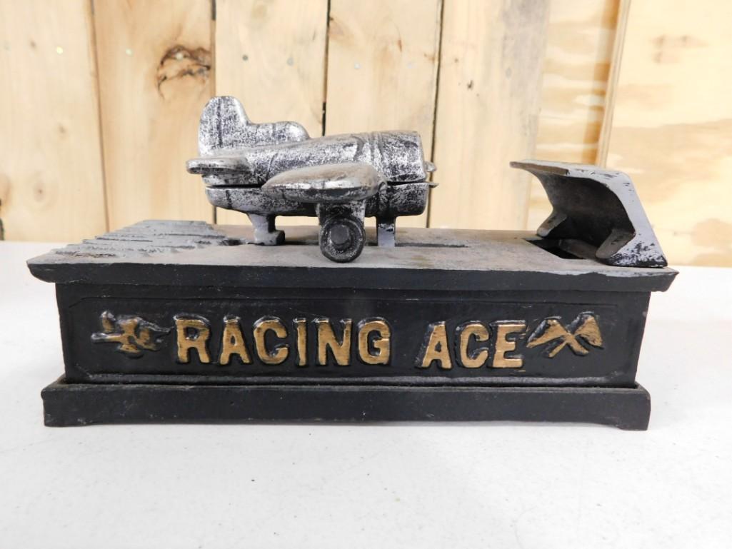 Vintage Cast Iron Toy / Bank - Racing Ace Airplane: Vintage Cast Iron Toy / Bank - Racing Ace Airplane