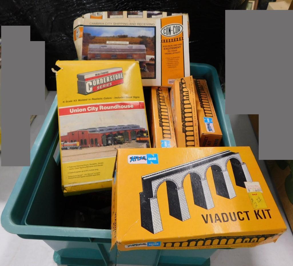 Large Bin full of Model Train Models and accessories, etc. (1 of 2)