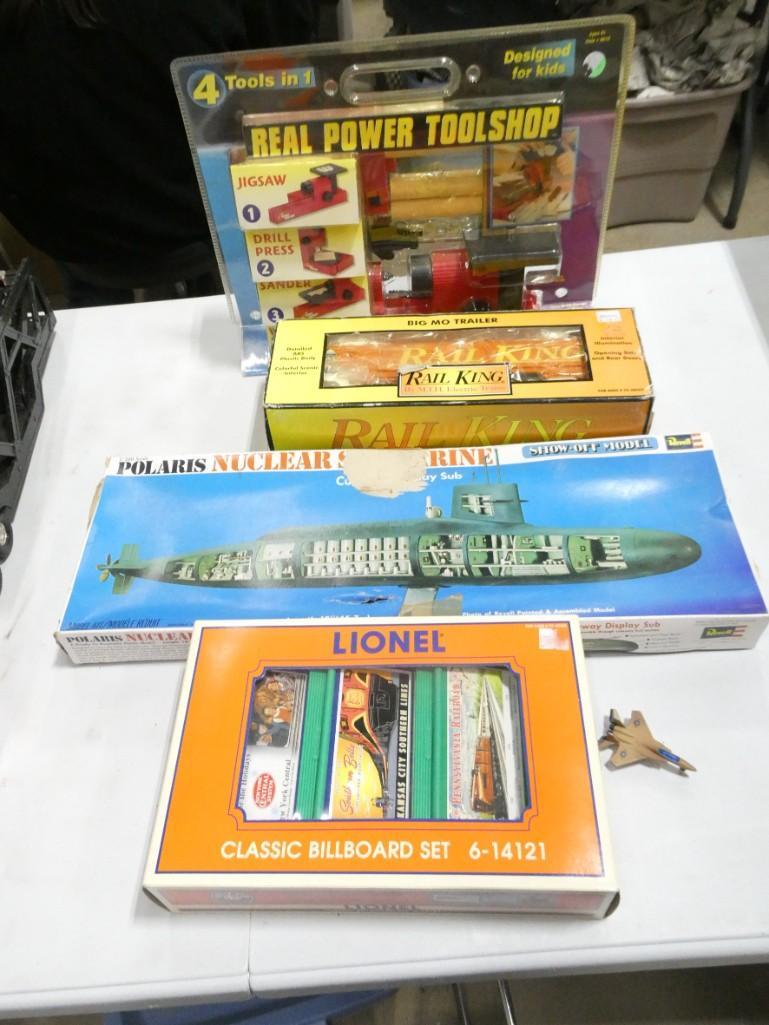 Toy and Train Lot incl Kids Power Tools, Lionel, Revel Submarine Model Kit (1 of 5)