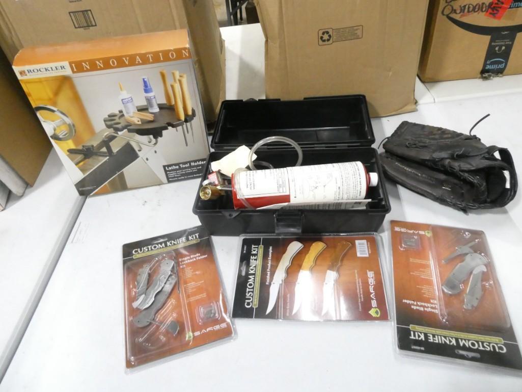 3 New in Package Knife Kits, Scott Calibration Check Gas Cylinder Kit, Lathe Tool Holder, Baseball G (1 of 7)