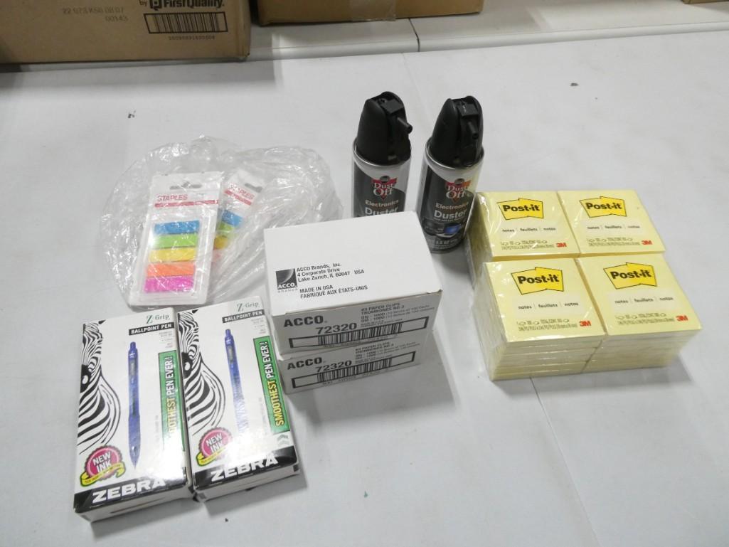 Office Supply Lot incl Zebra Pens, Post-It Notes, Paper Clips, Duster Cans, (1 of 6)