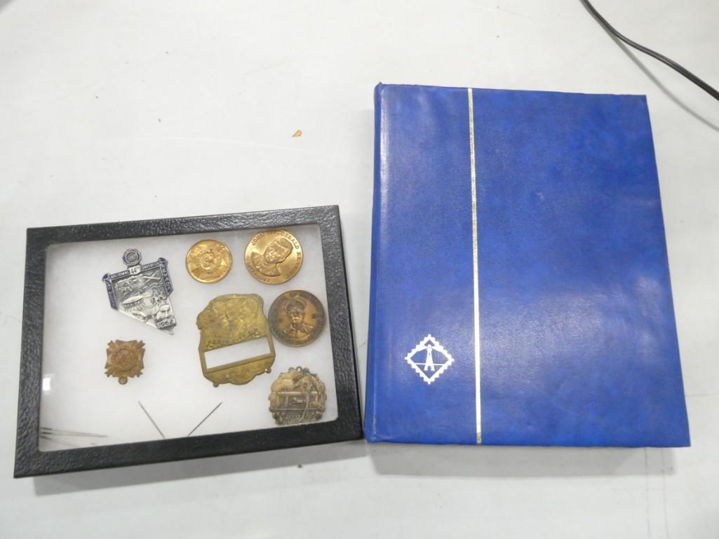 Medals and a Stamp Book with Railroad Preservation Society of Ireland Stamps: Medals and a Stamp Book with Railroad Preservation Society of Ireland Stamps . Approx 20 pages of stamps