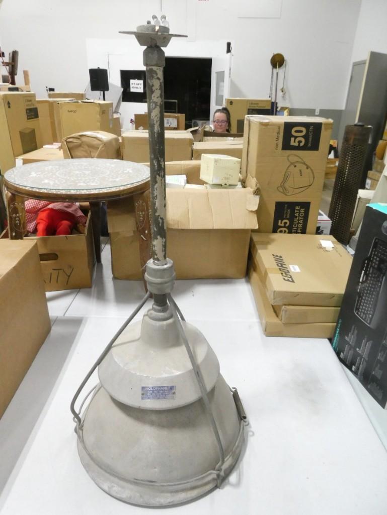 Industrial Light: Holophane no 681-AL Industrial Light Approx 33" tall Condition: untested