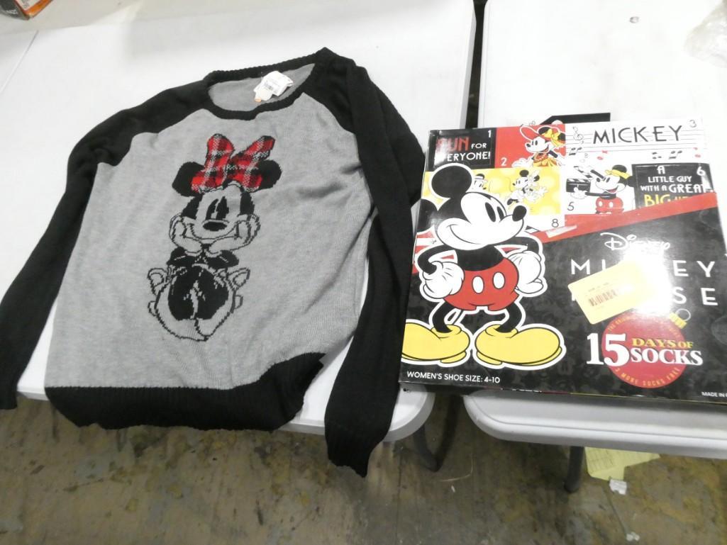 New in Package Disney Mickey Mouse 15 Days of Socks and Minnie Mouse Sweater Sz XXL (1 of 8)