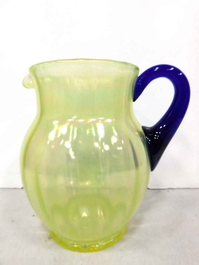 Fenton Glass No 220 Pitcher Topaz with Blue Handle (1 of 4)