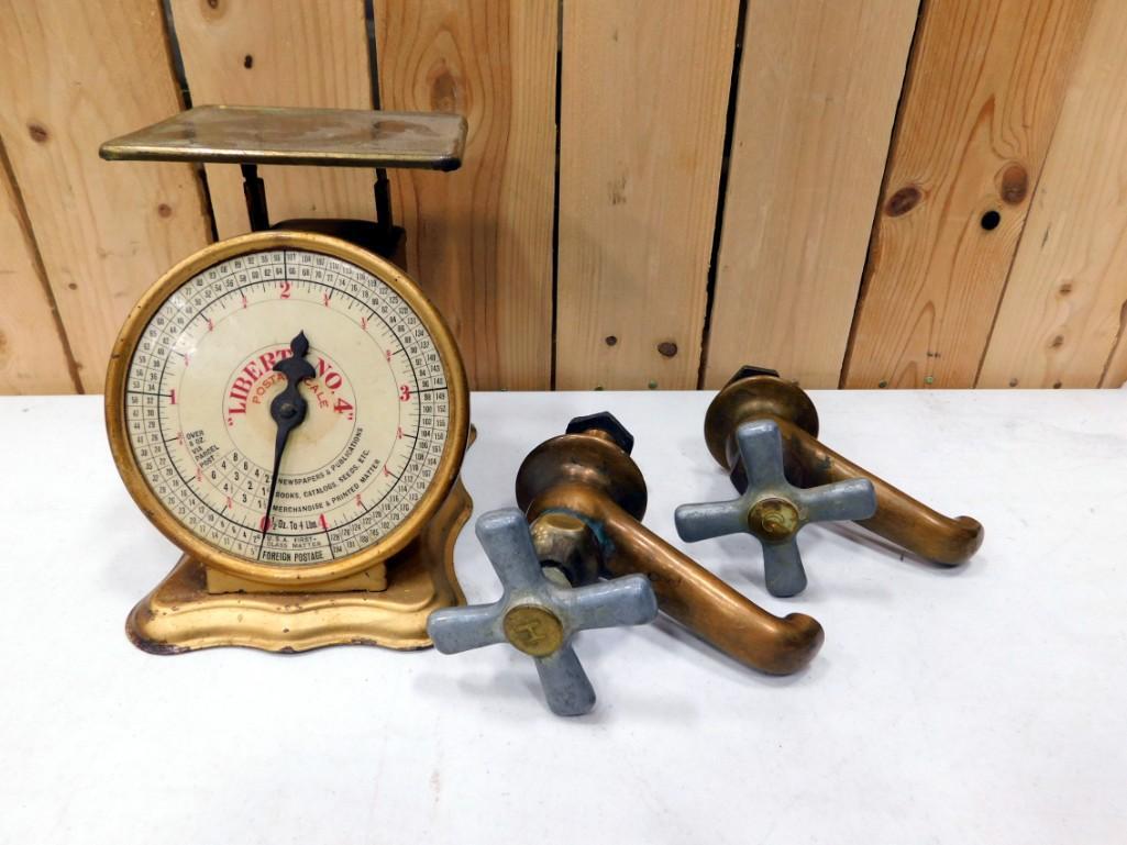 Vintage Lot incl Liberty No 4 Postal Scale and 2 Faucets (1 of 4)