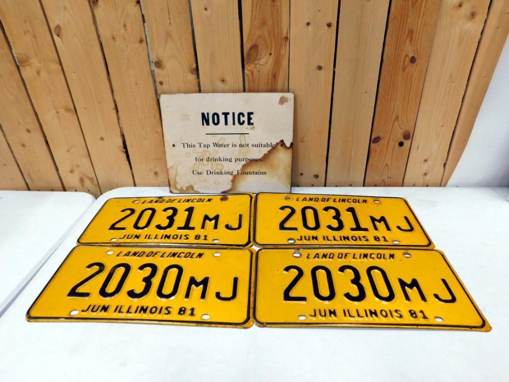 2 Sets of 1981 Illinois License Plates 2030MJ and 2031MJ (1 of 5)