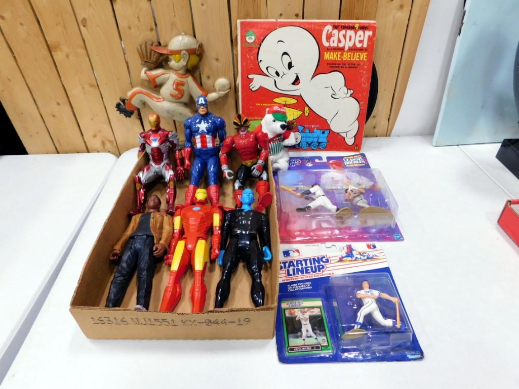 Collectibles incl Action Figures, Vintage Baseball Kid Wall Hanging, Casper Make Believe Record (1 of 6)