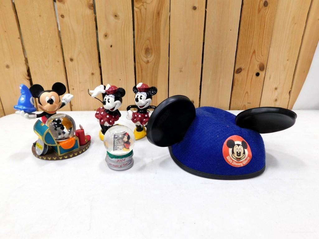 Disney Mickey and Minnie Mouse Lot incl Snow Globes, Figurines, Walt Disney World Mouse Ears (1 of 6)