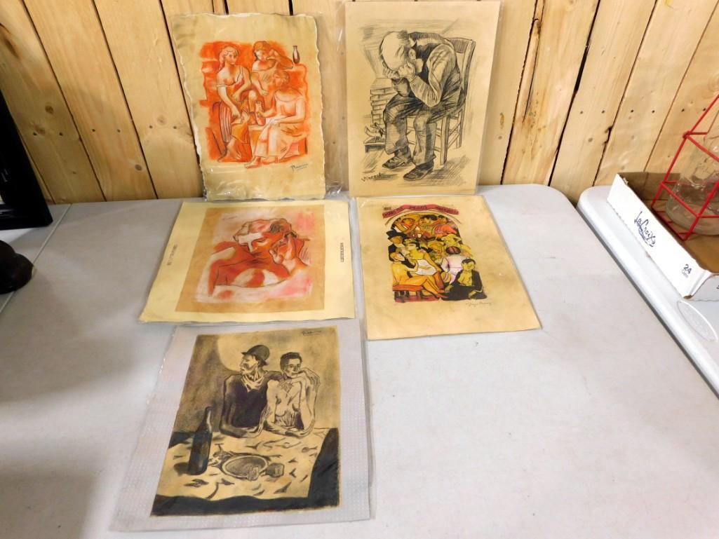 Lot of 5 Picasso, Van Gogh and Rivera Prints with certificates (1 of 14)