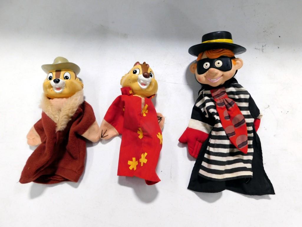 Lot of Puppets including McDonald's Hamburgler, Chip and Dale: Lot of Puppets including McDonald's Hamburgler, Chip and Dale