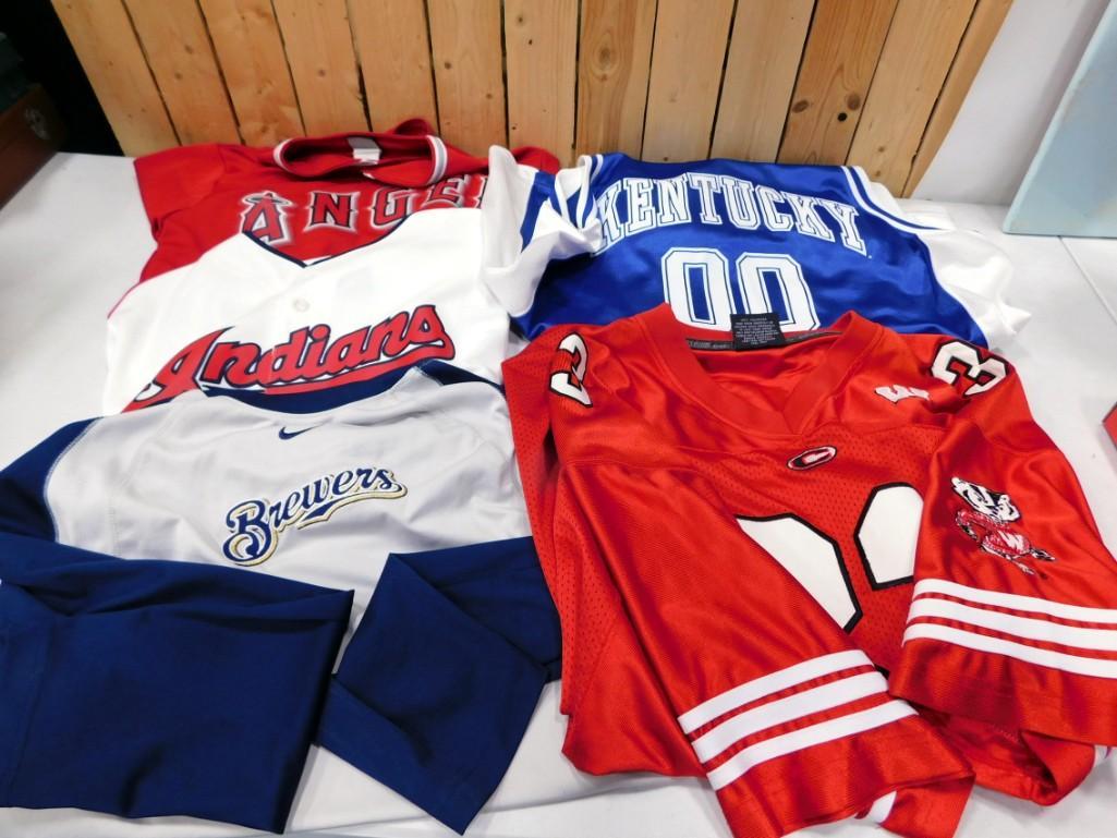 Lot of Sports Jerseys including Indians, Brewers, Wisconsin Badgers, Kentucky and the Angels: Lot of Sports Jerseys including Indians, Brewers, Wisconsin Badgers, Kentucky and the Angels