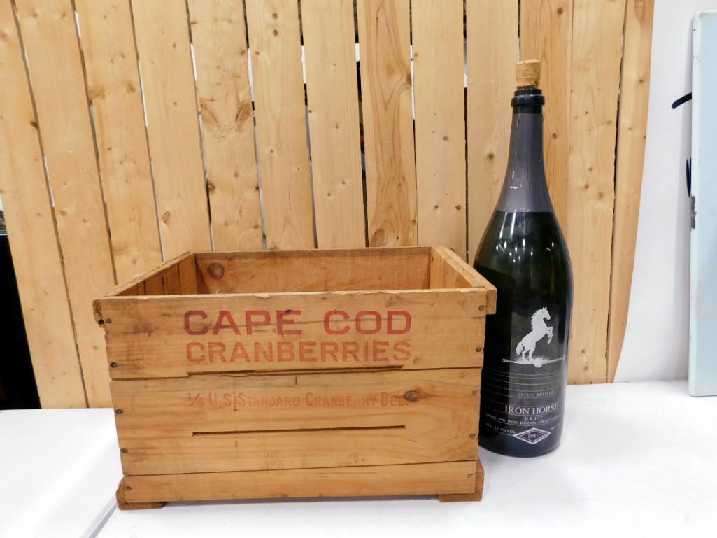 Cape Cod Cranberries Wood Crate and EMPTY Iron Horse Brut Bottle (1 of 7)