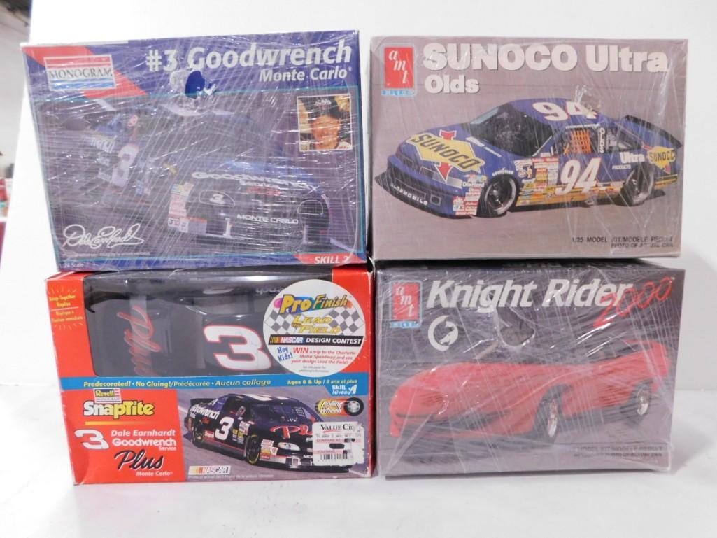4 Model Car Kits incl AMT Knight Rider 2000, AMT Sunoco Ultra Olds, Monogram #3 Goodwrench Monte Car (1 of 4)