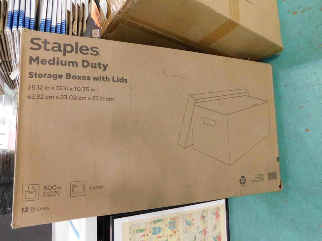 12 Staples Medium Duty Storage Boxes with Lids (1 of 4)