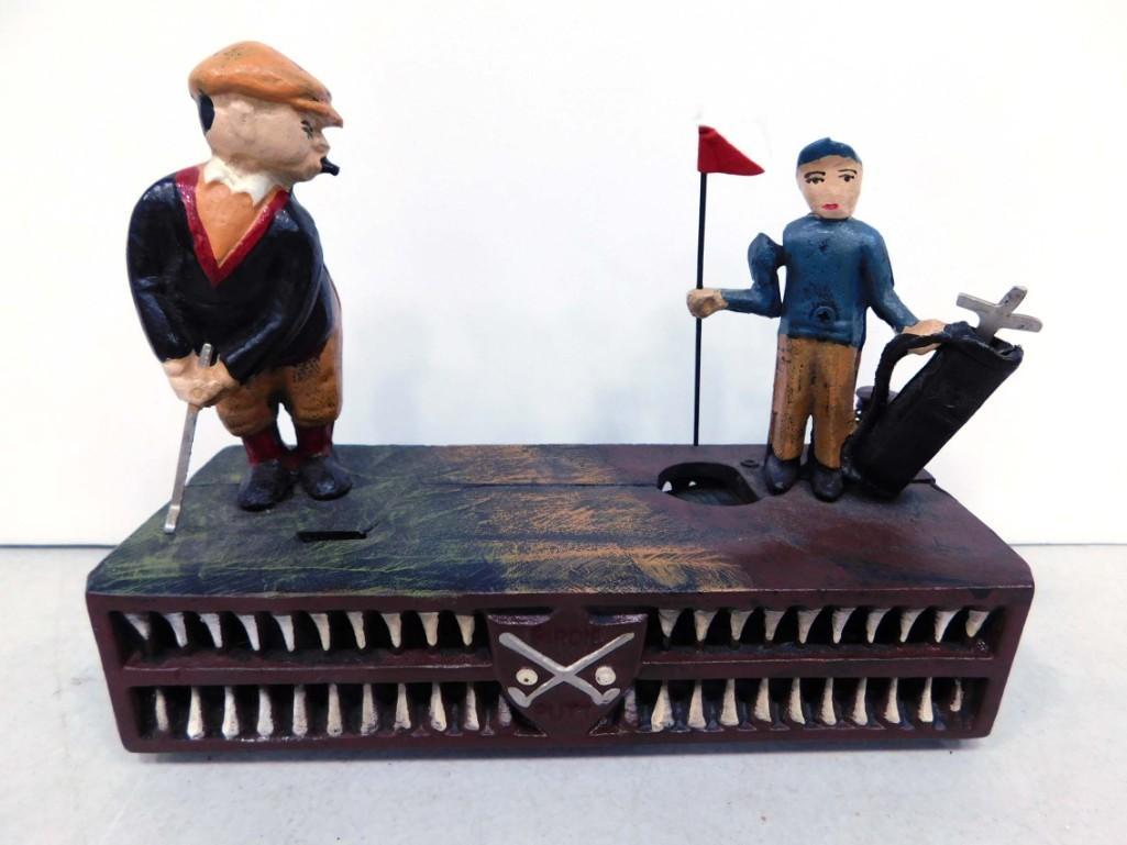 Cast Iron Golfer Mechanical Coin Bank (1 of 5)
