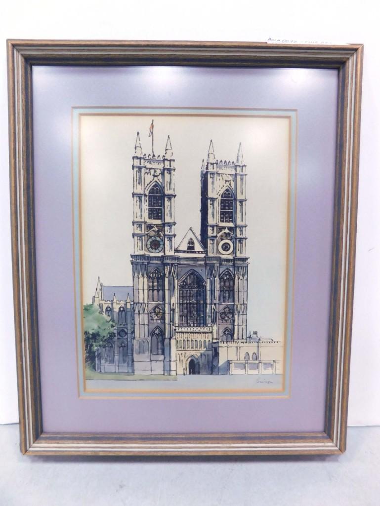 Paul Bisson "Westminster Abbey" Silk Screen Line with Wash Artist Signed (1 of 5)