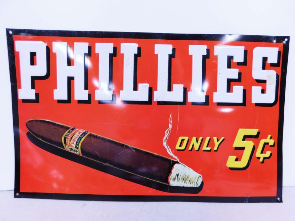 Phillies Cigars Embossed Metal Advertising Sign (1 of 2)
