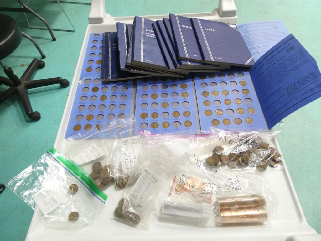 Huge Lot of assorted Pennies - some rolls, some books, some in bags (1 of 7)